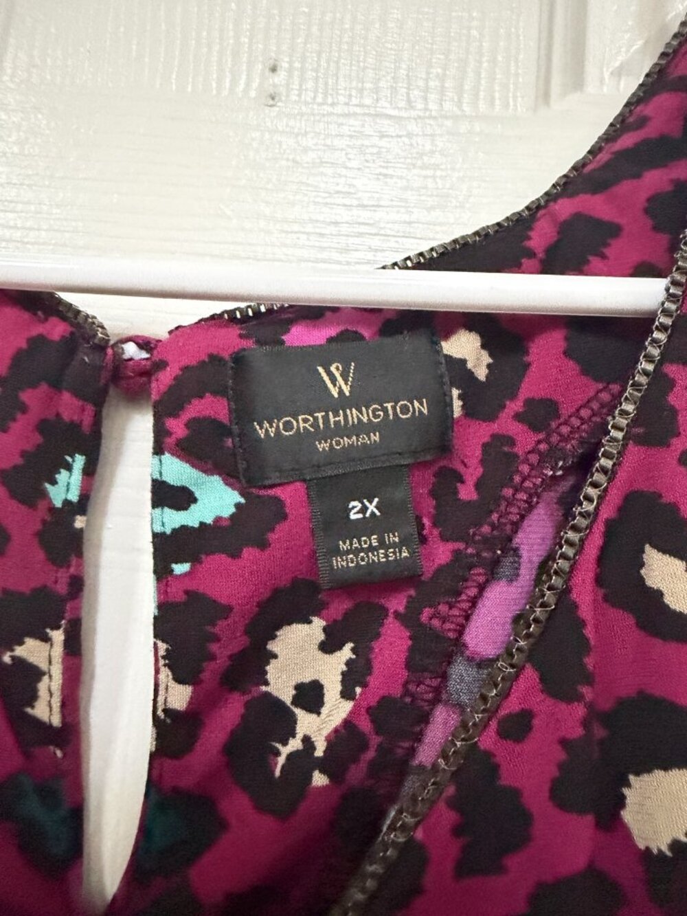 Worthington Size 2X Sleeveless Leopard Print Tank with Chain Detail - Picture 4 of 6